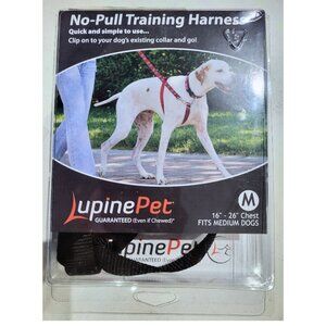 LupinePet Basics Black 16-26" No Pull Harness for Medium Dogs, New